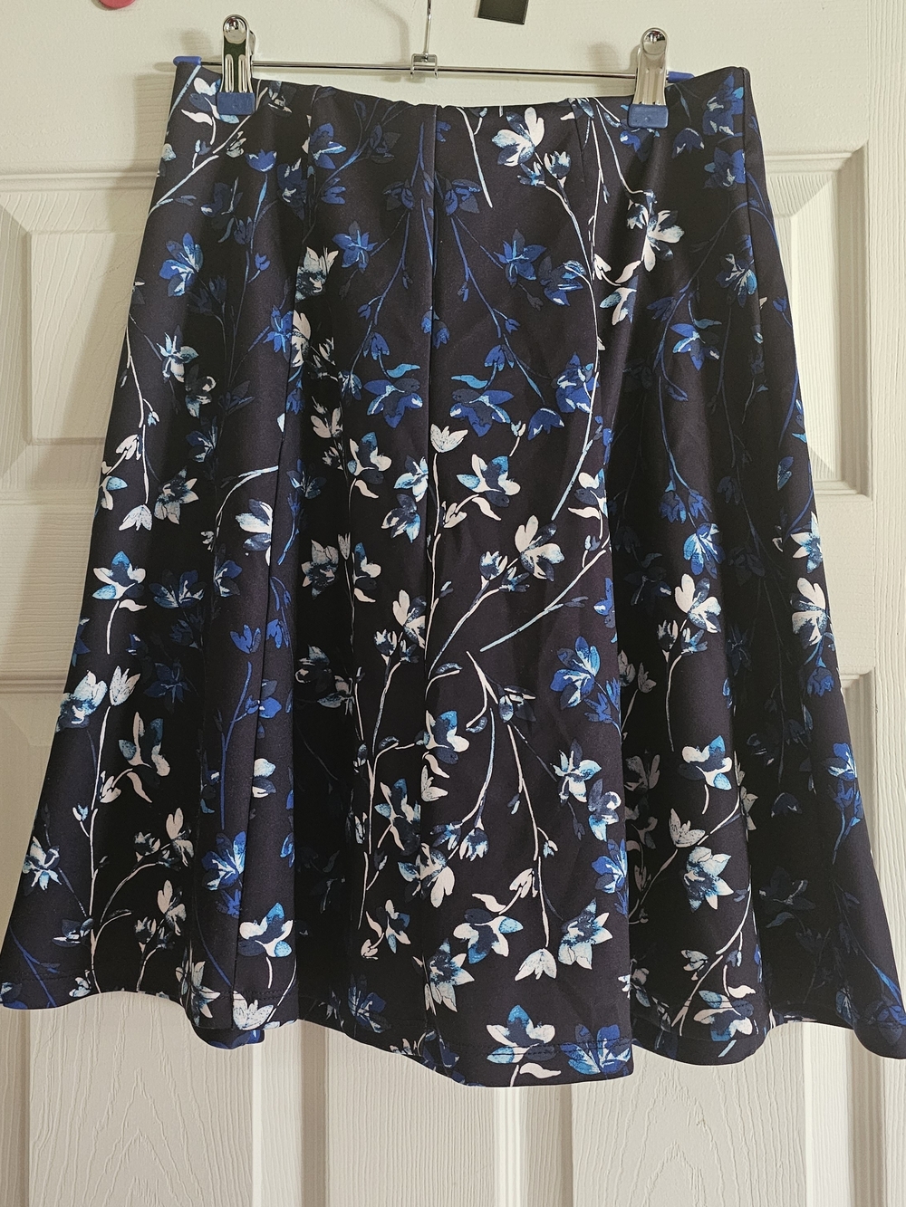 Roz & Ali Navy Blue Floral A-line Skirt